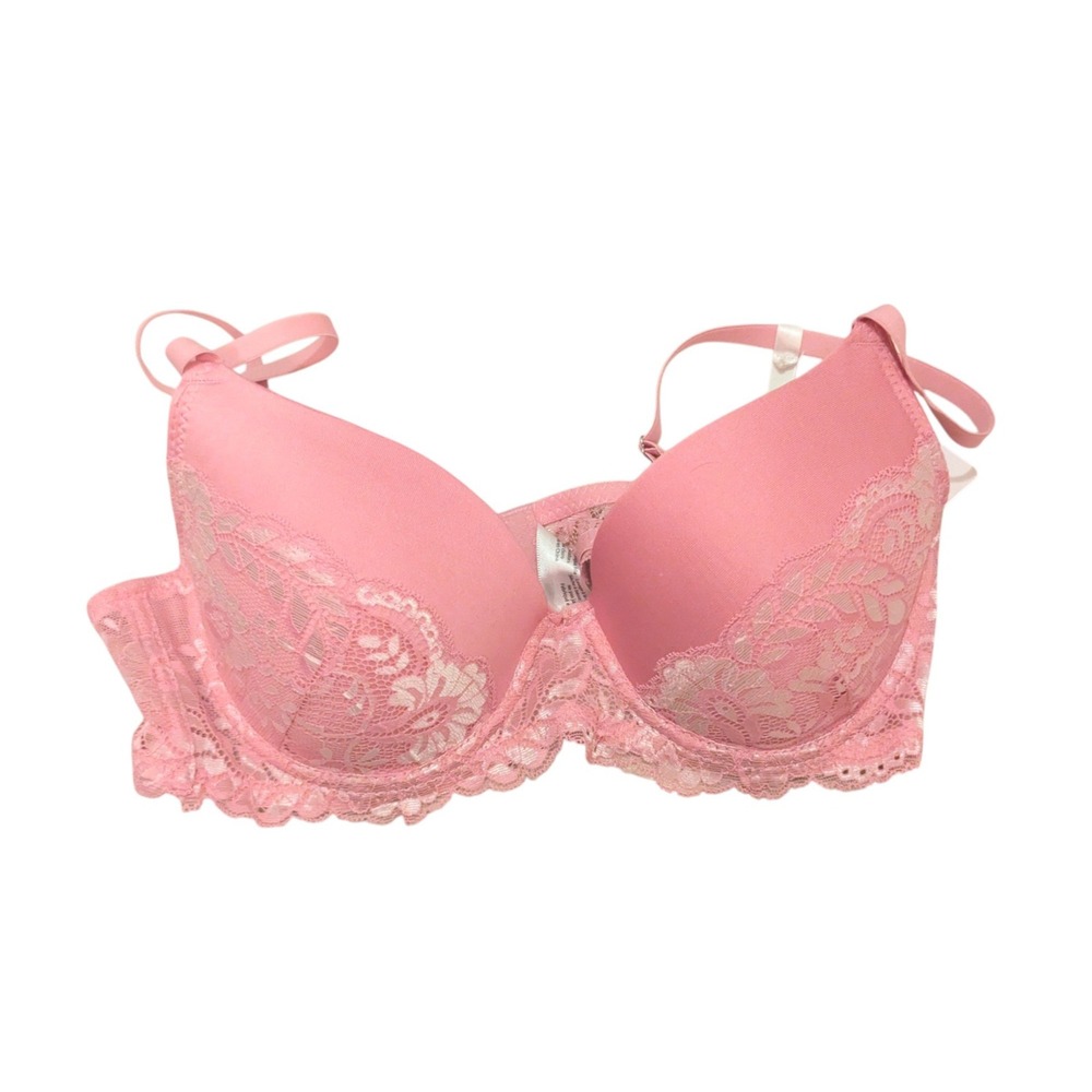 French Affair Moonlite Mauve Ballerina Push Up Bra‎ Size 36B Lace Trim New